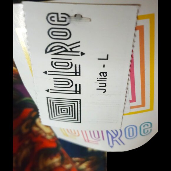 LuLaRoe Julia Dress Size L | Bold Floral Bodycon Midi | NWT Fall Vibes - Picture 8 of 11